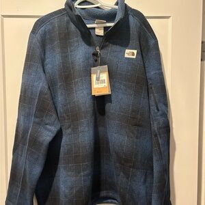 XXL The North Face Fleece Quarterzip, Blue Plaid